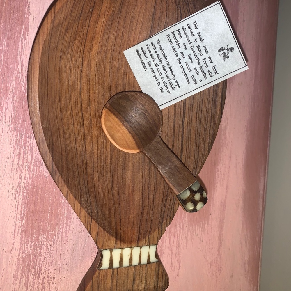 Olive Wood Bowl Set Cow Bone Inlay Handcrafted in Kenya